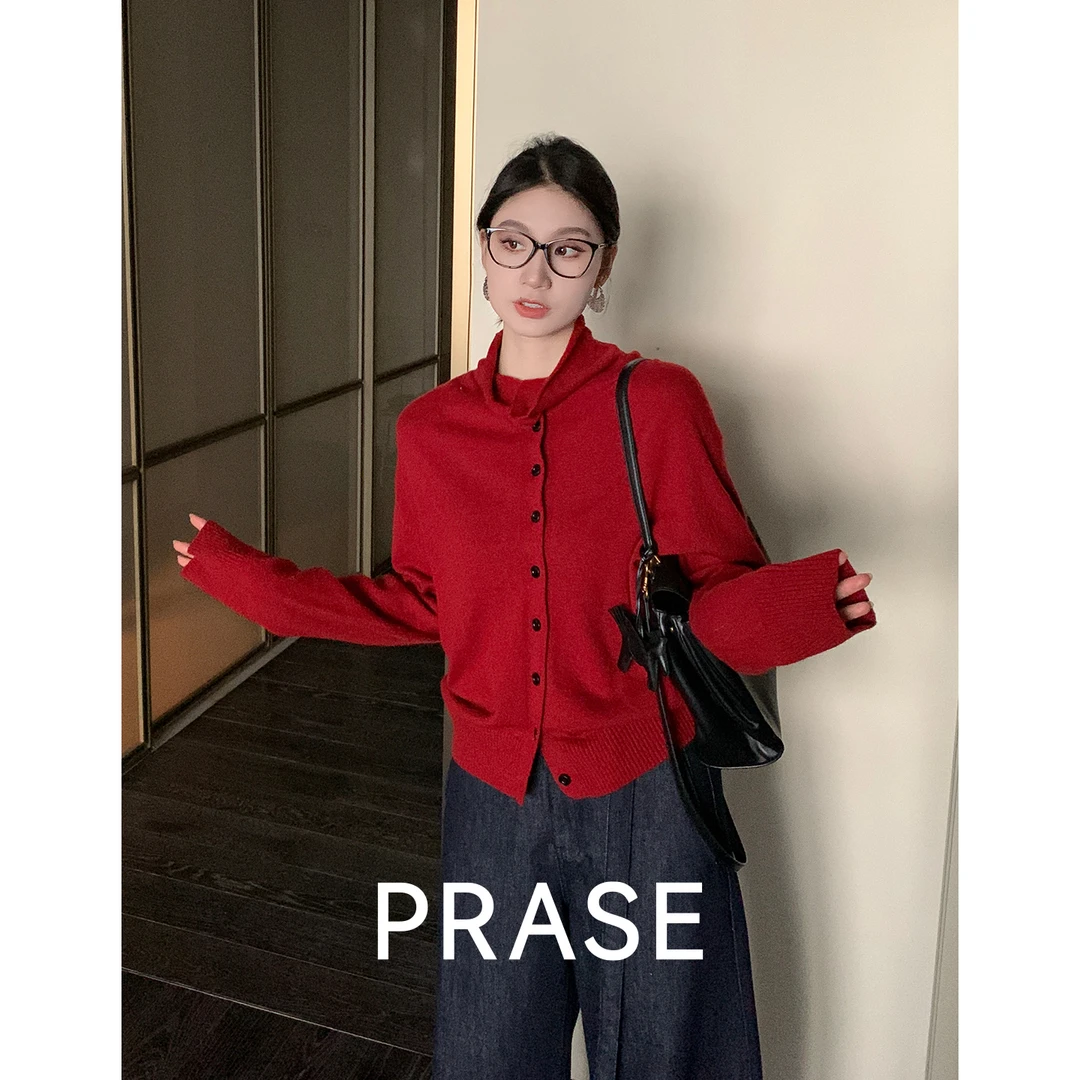 PRASE·噜【暮色回响】绵羊毛微胖设计款秋两穿式长袖毛衫PR508S49