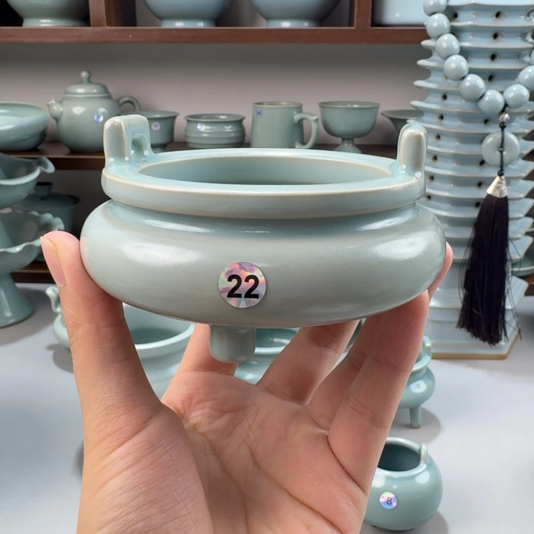 摆件汝窑仿古釉低足香炉