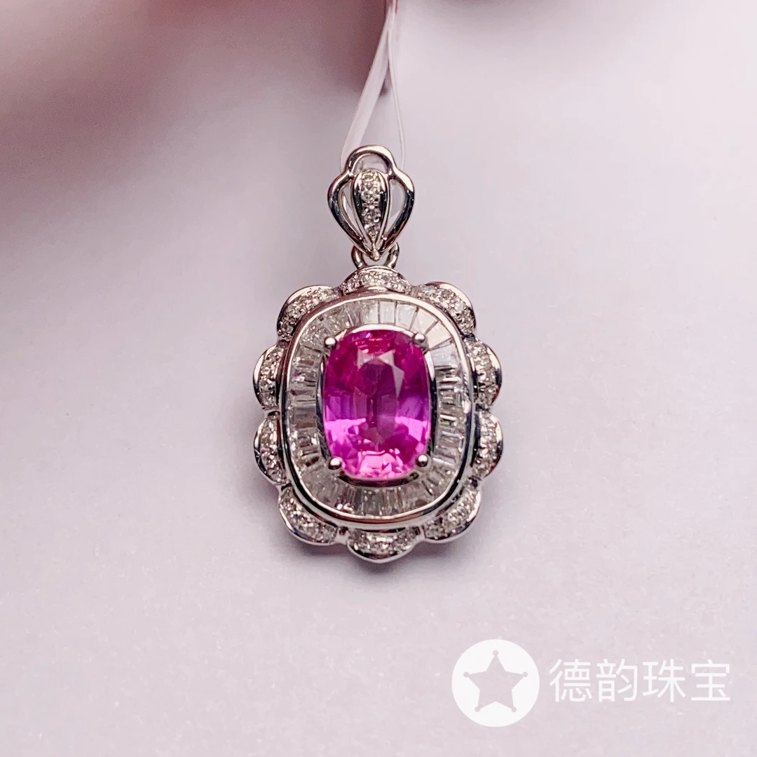 18k金镶嵌天然无烧红宝石吊坠