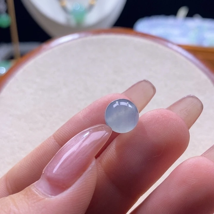 翡翠未镶嵌颈饰翡翠冰蓝圆珠