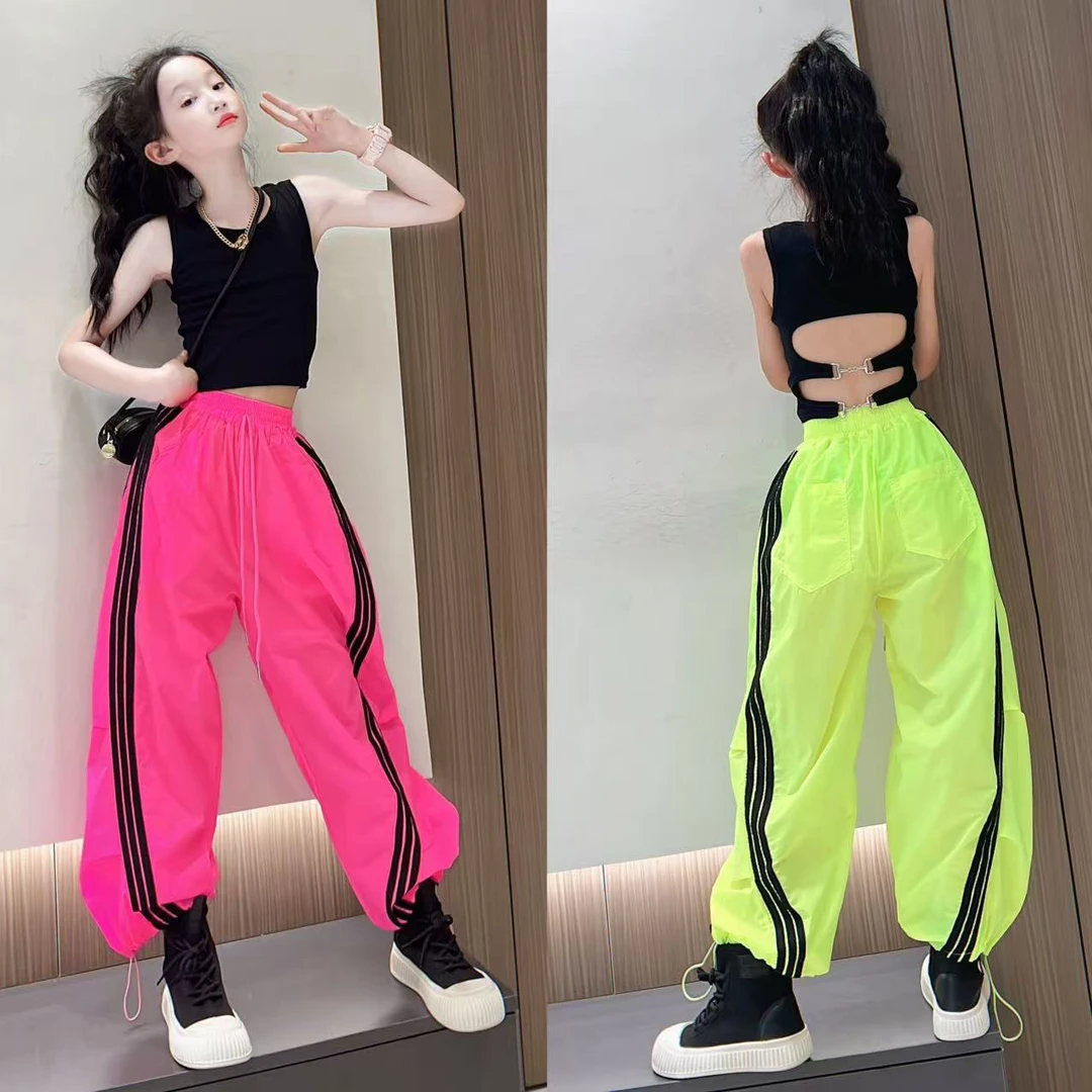 女童吊带爵士舞蹈背心外穿露脐街舞运动露背短款夏季打底无袖上衣