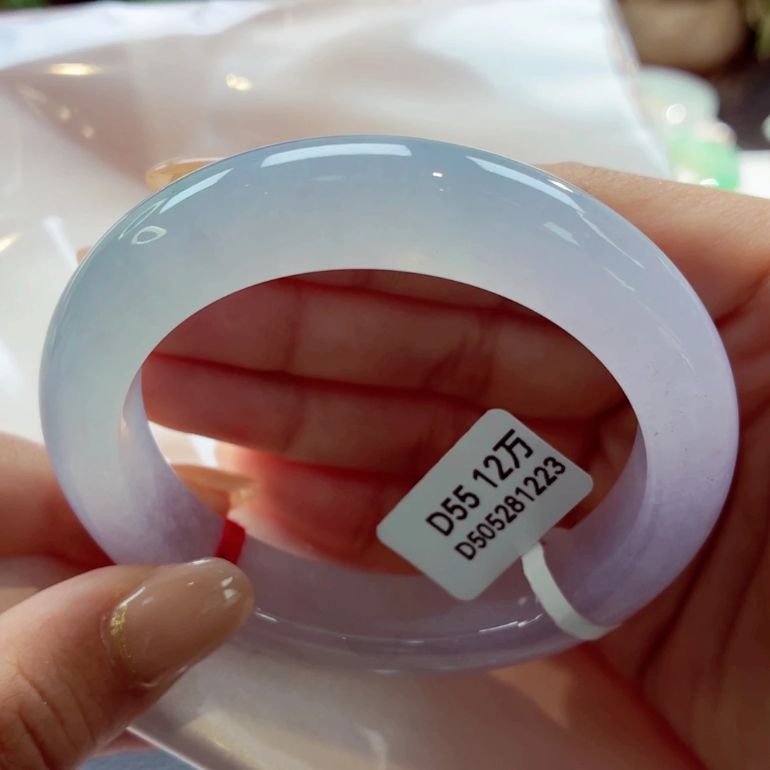 翡翠未镶嵌手镯冰胶起荧光桃花粉68-10