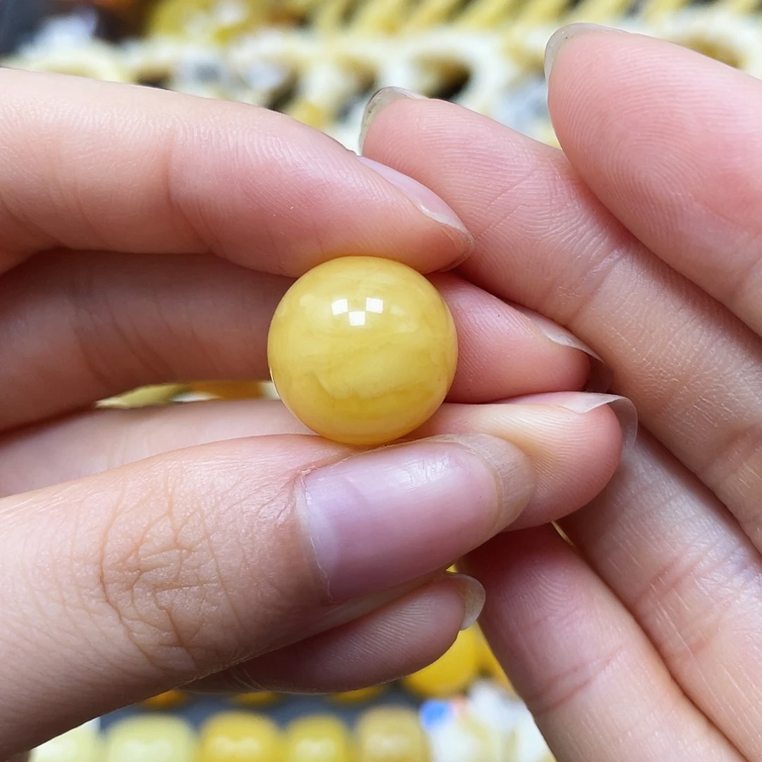 未镶嵌蜜蜡裸石圆珠15mm瑕