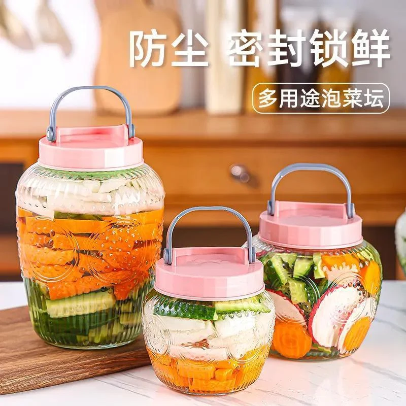 密封泡菜罐家用玻璃罐多用途储物罐大容量泡菜坛泡酒储物罐