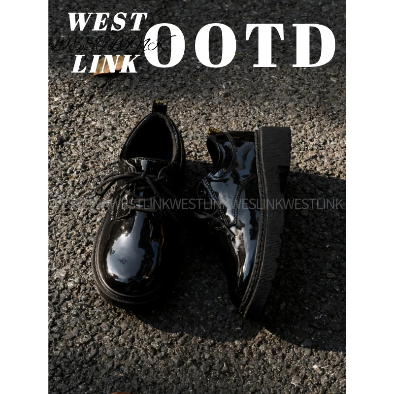 Westlink/西遇【抖音双11】韩系风时尚百搭休闲皮鞋系带德比鞋男生