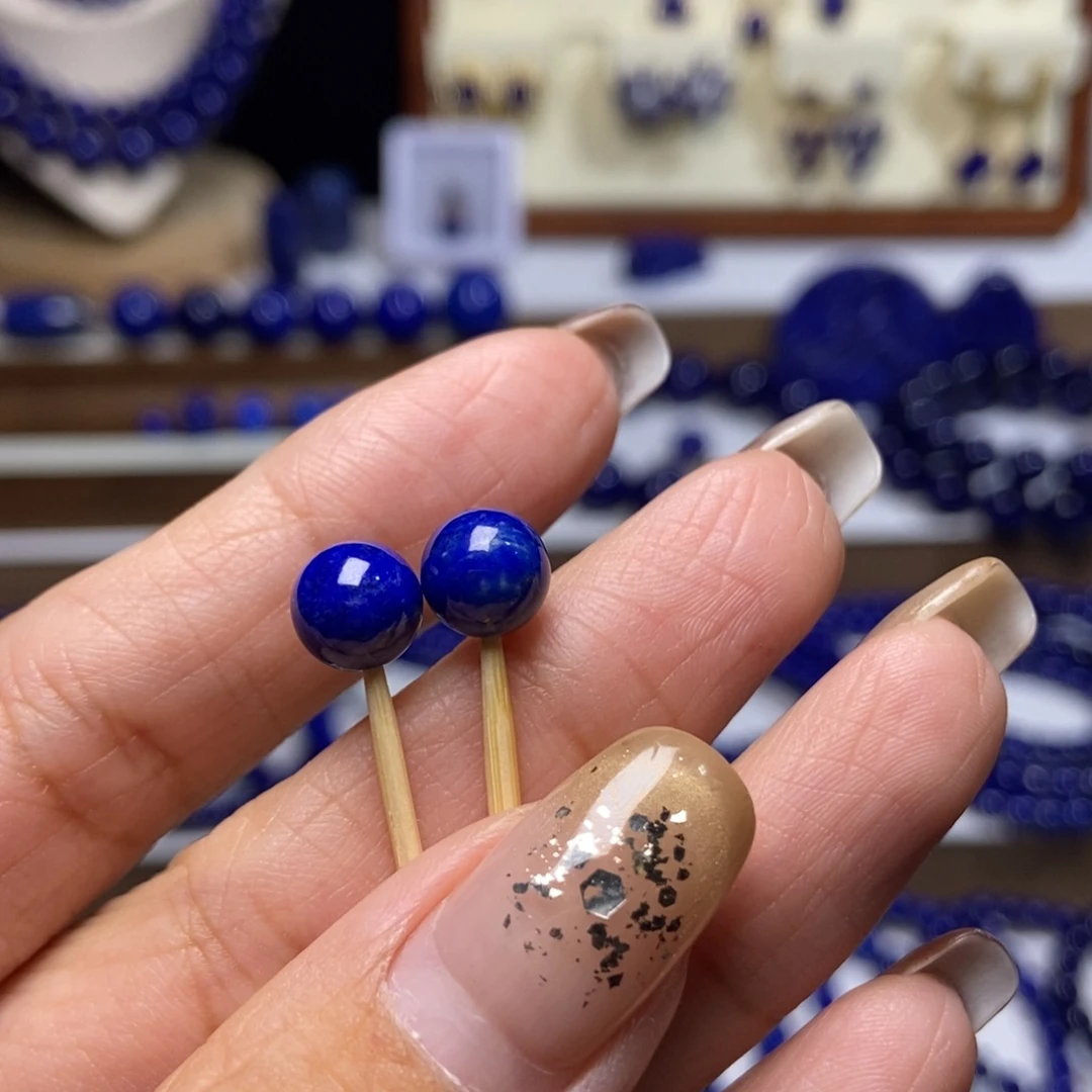 ^***^青金石未镶嵌7mm+对珠
