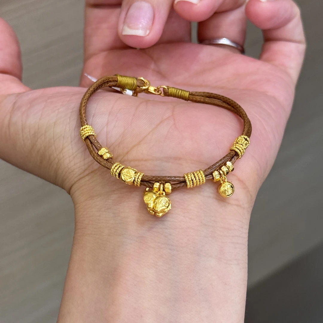 【菠萝珠宝】足金999 小象皮绳 金重：7.36克