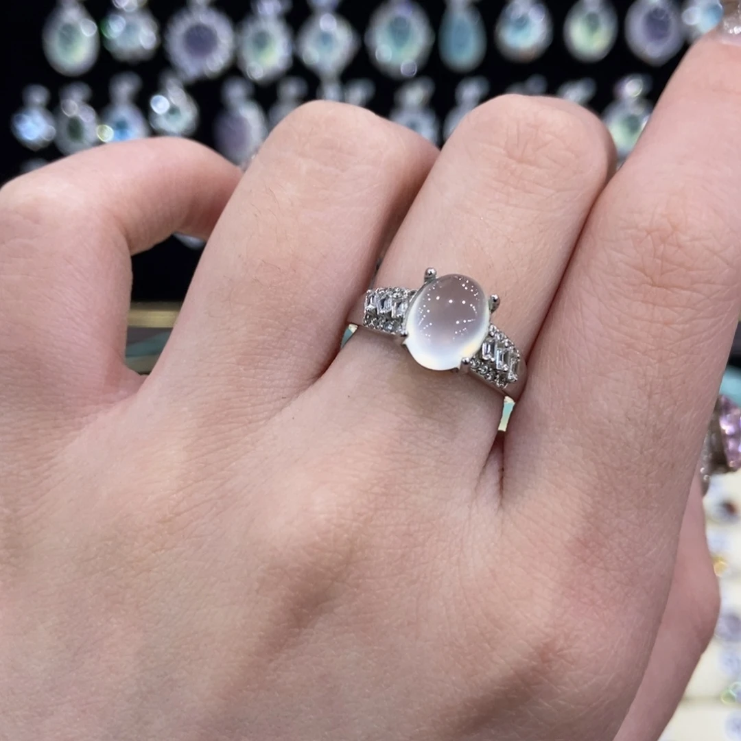 蛇纹石玉银S925镶嵌戒指