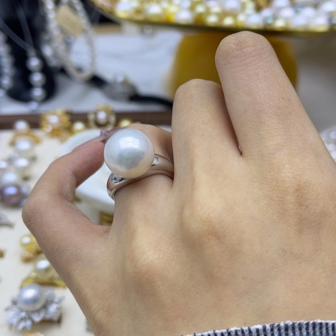 银S925镶嵌淡水珍珠戒指