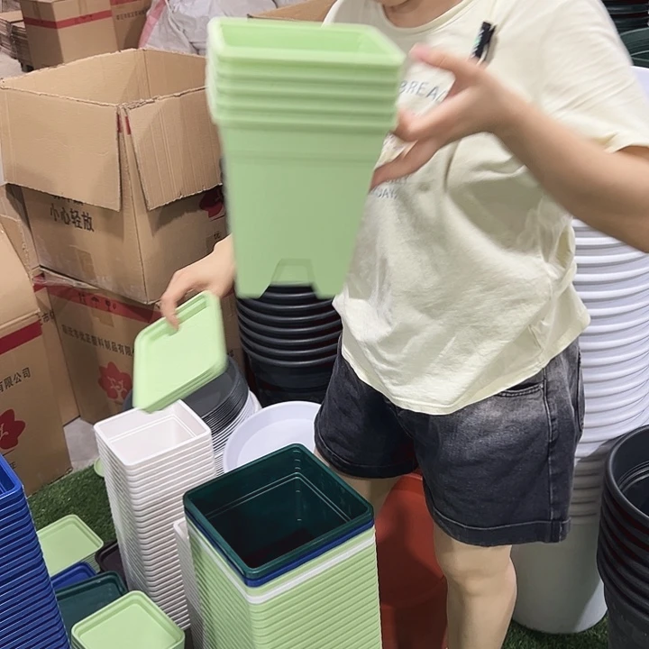 特价方盆口16高18果绿色带托5只