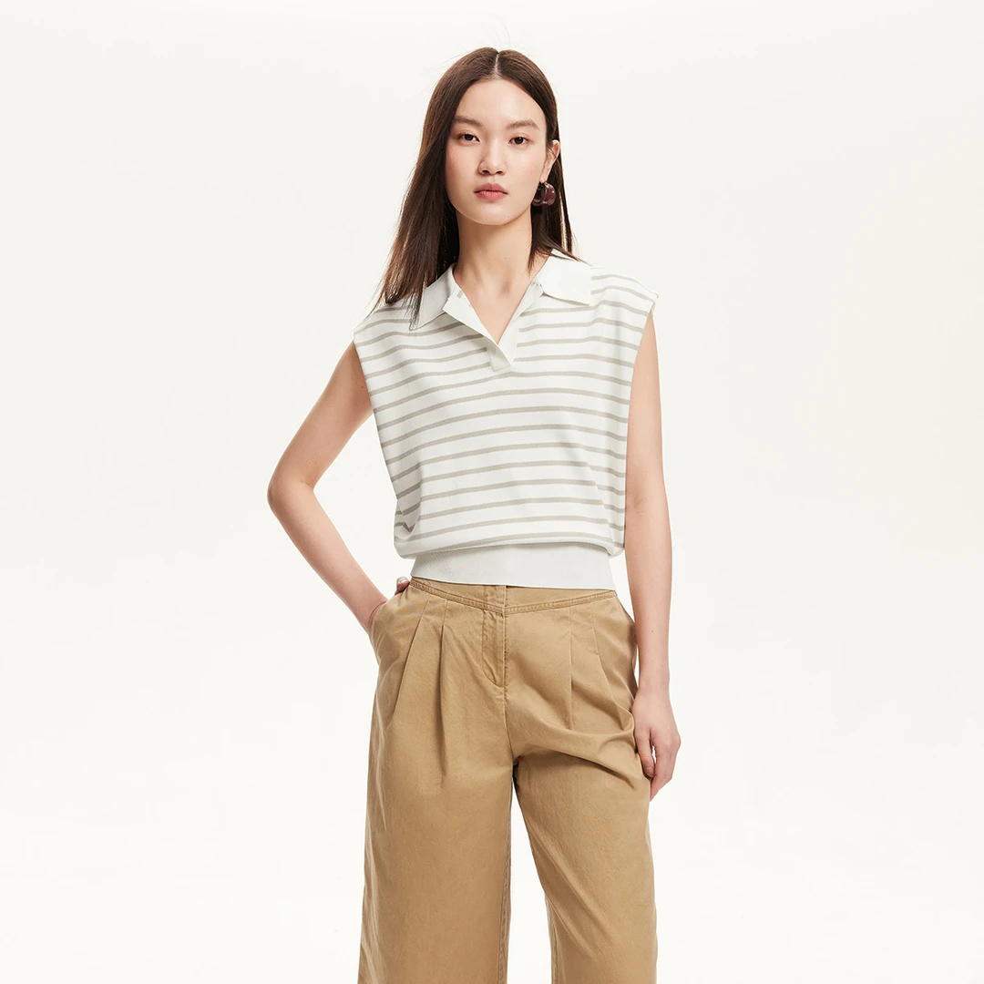 Vero Moda针织衫女2025夏日穿搭V领条纹套头针织衫时尚325245004