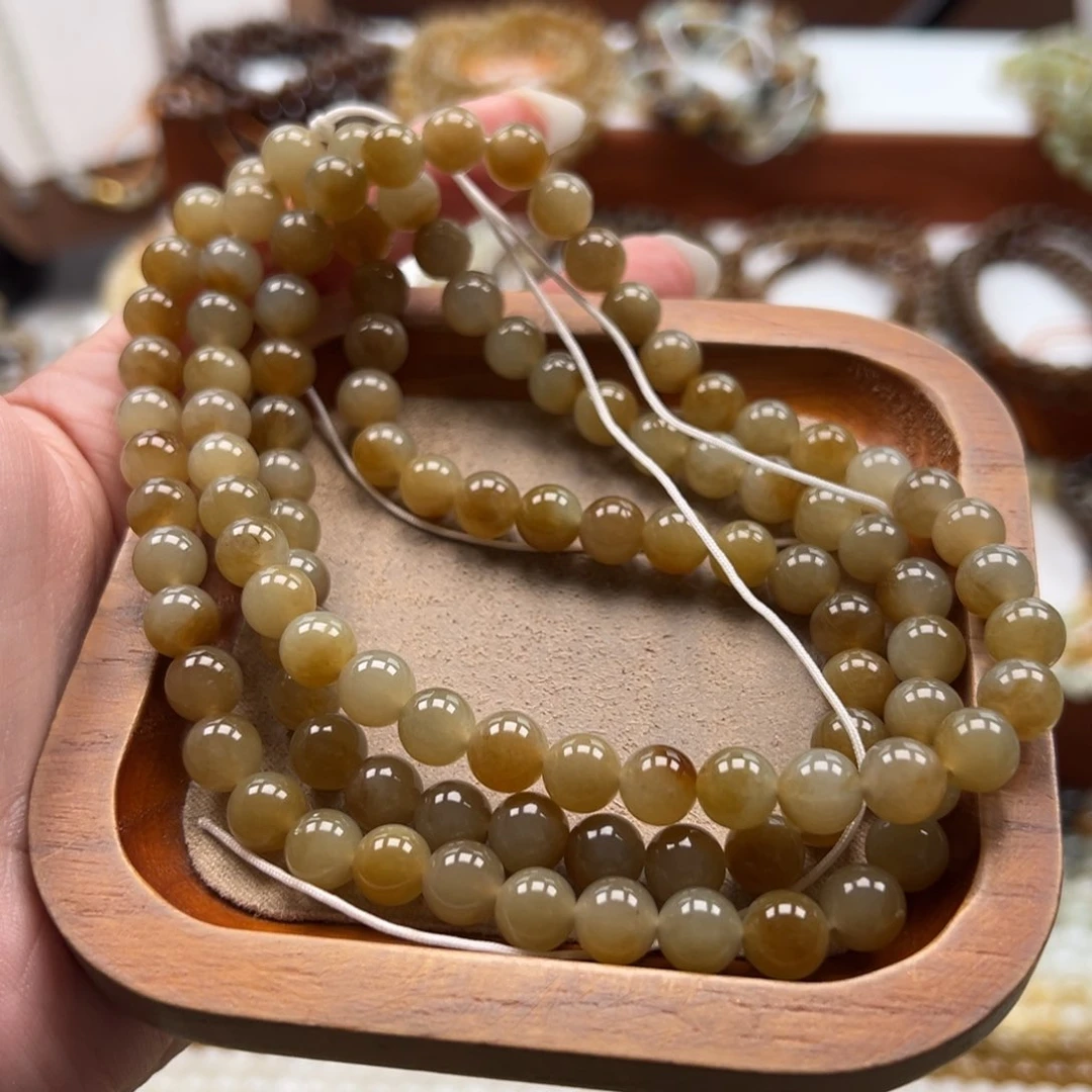 毛衣链未镶嵌和田玉珠串8mm