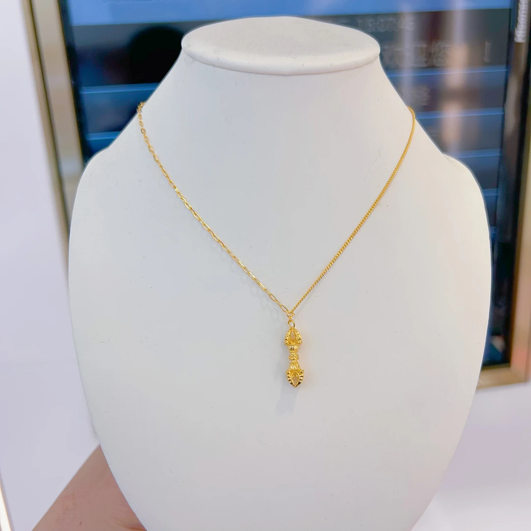 水贝黄金批发经典百搭精美5G足金降魔金刚杵套链