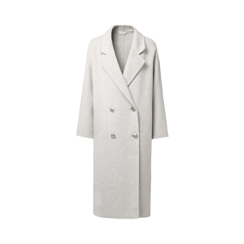 sdeer圣迪奥女装OL风西装领双面呢宽松长款大衣S24482520
