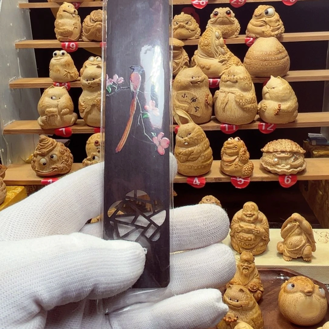 竹和***包竹根雕书签手把件