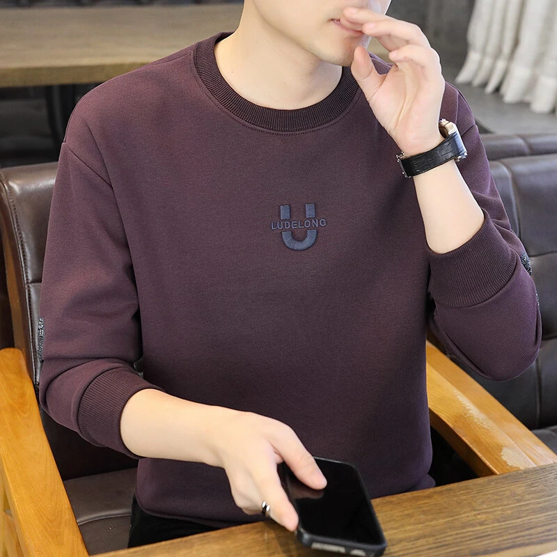 【高品质】2025春秋撞色领辑明线工艺圆领卫衣潮流时尚百搭青年2755