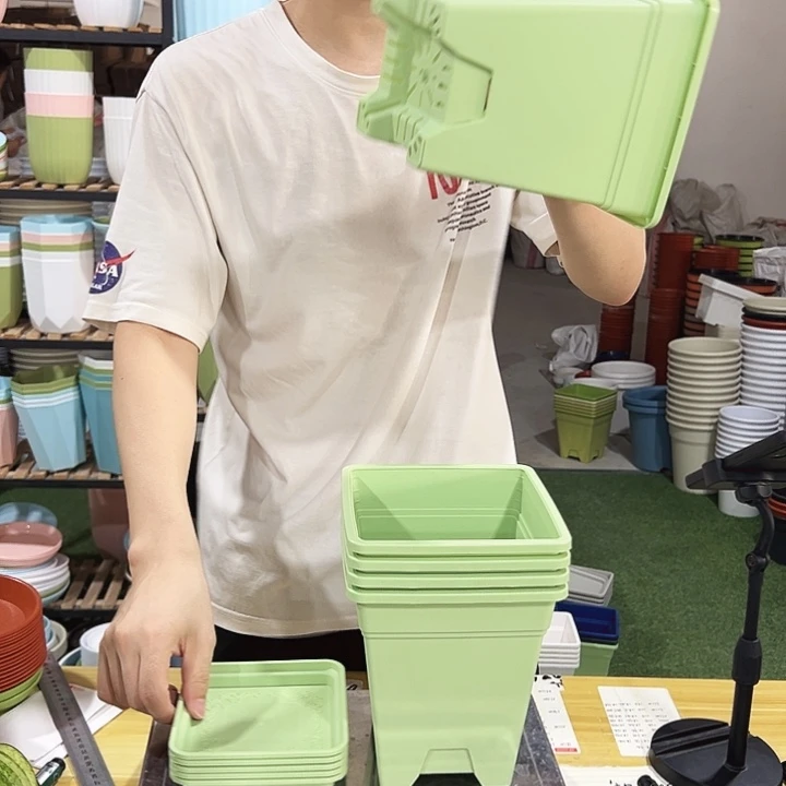 正品方盆口16高18果绿带托5只