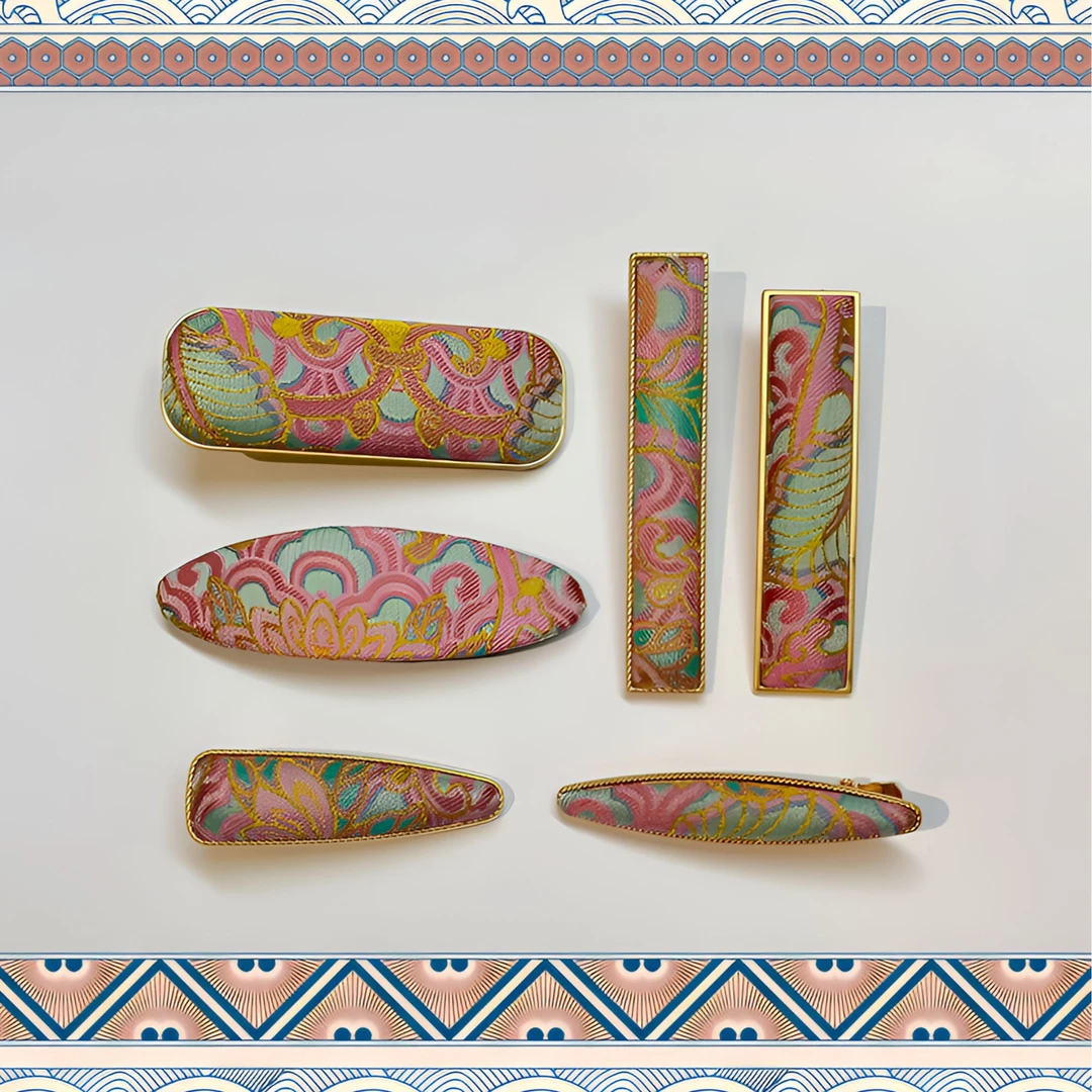 非遗手工桑蚕丝宋锦发夹精美工艺新中式独特设计饰品（直播间专拍）