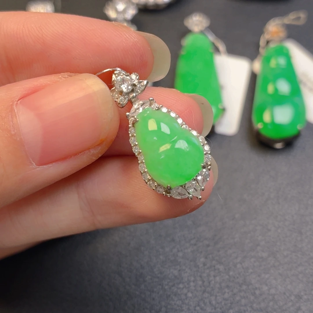 翡翠银S925镶嵌吊坠(不含链)