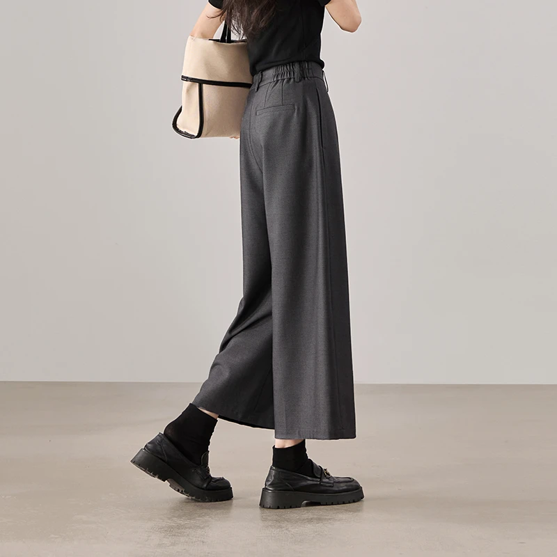 索菲丝尔秋季秋冬新款时尚宽松显瘦高腰含亚麻休闲阔腿裤女531626