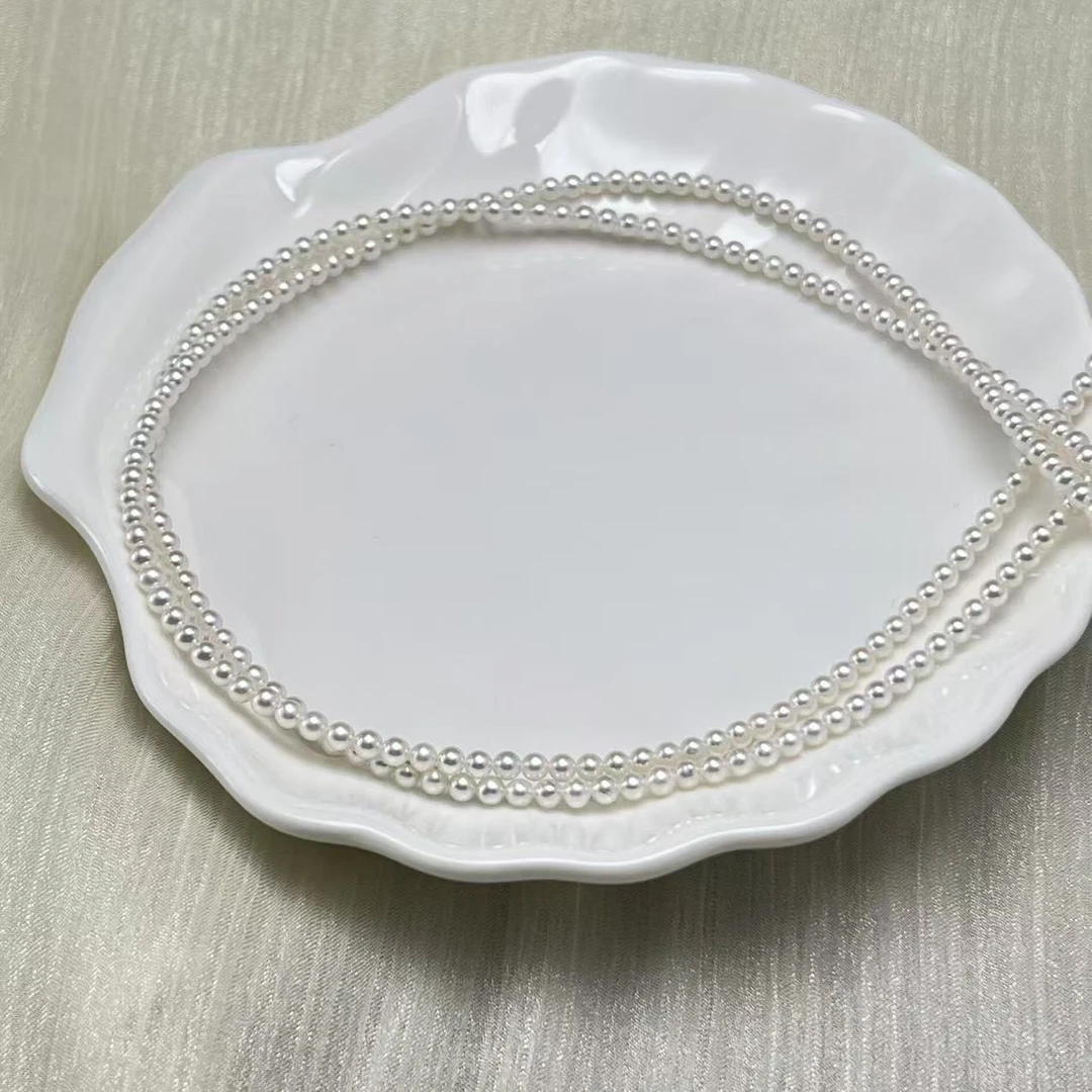 【北野珠宝】天然淡水强光小米珠珍珠项链B07H-584多样性发一3mm