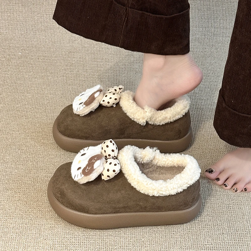 时尚加绒一脚蹬女鞋2025新款冬季加绒休闲东北雪地靴棉鞋厚底防滑