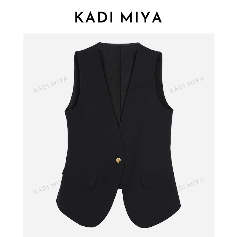 KADIMIYA英伦风通勤气质纯色一粒扣休闲马夹女士马甲时尚修身商务