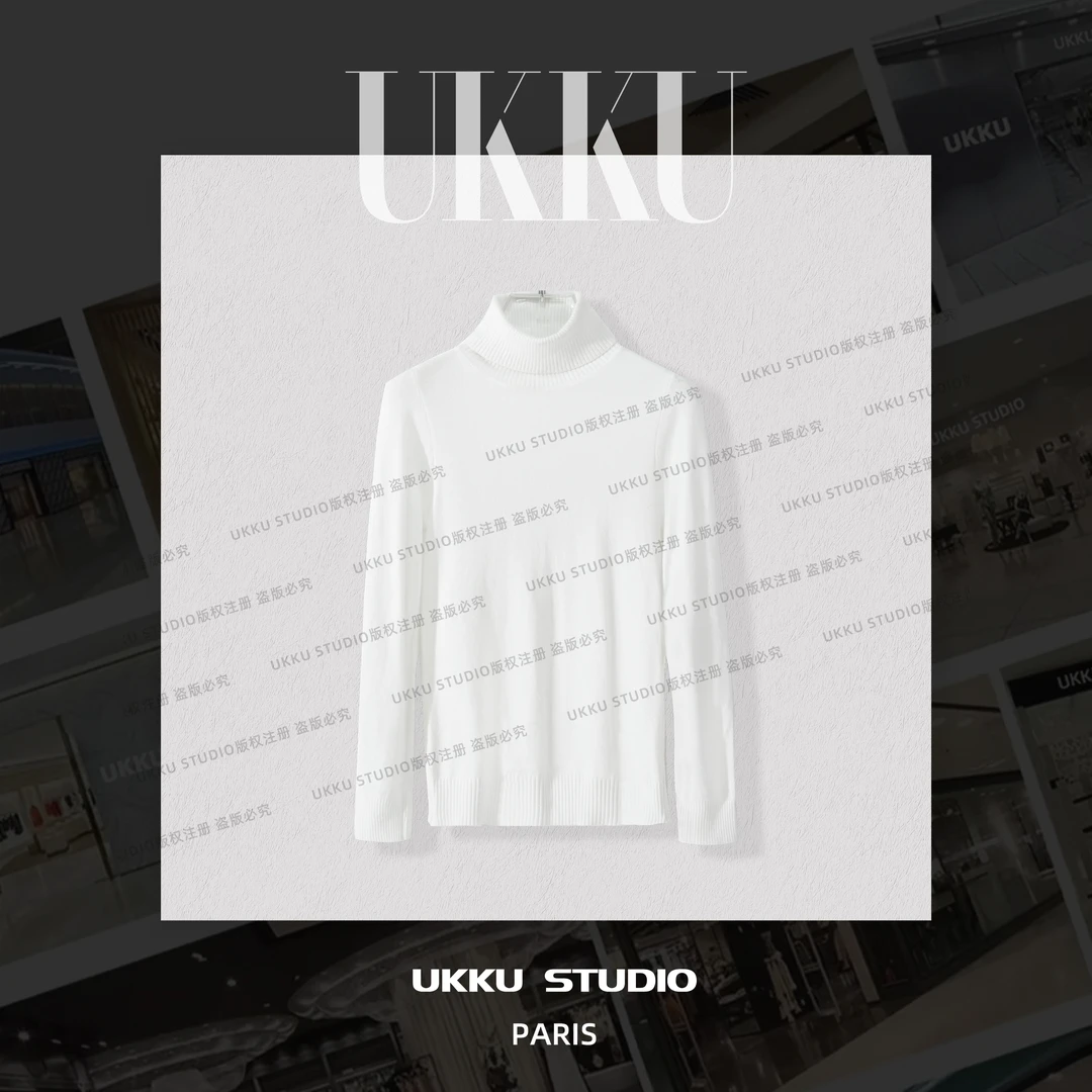 思錡原创【UKKUSKUDIO】秋冬套头紫色高领百搭长袖打底毛衣211443