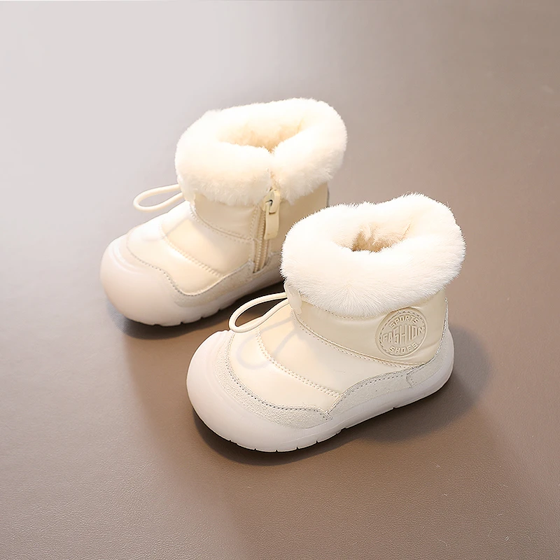 ABC宝宝冬季棉鞋加绒短靴保暖软底1-3岁雪地靴女宝男小童学步鞋