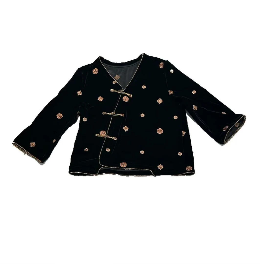 2507#秋季新款新中式《黑梅疏疏》女时尚潮流国风系列百搭绣花上衣