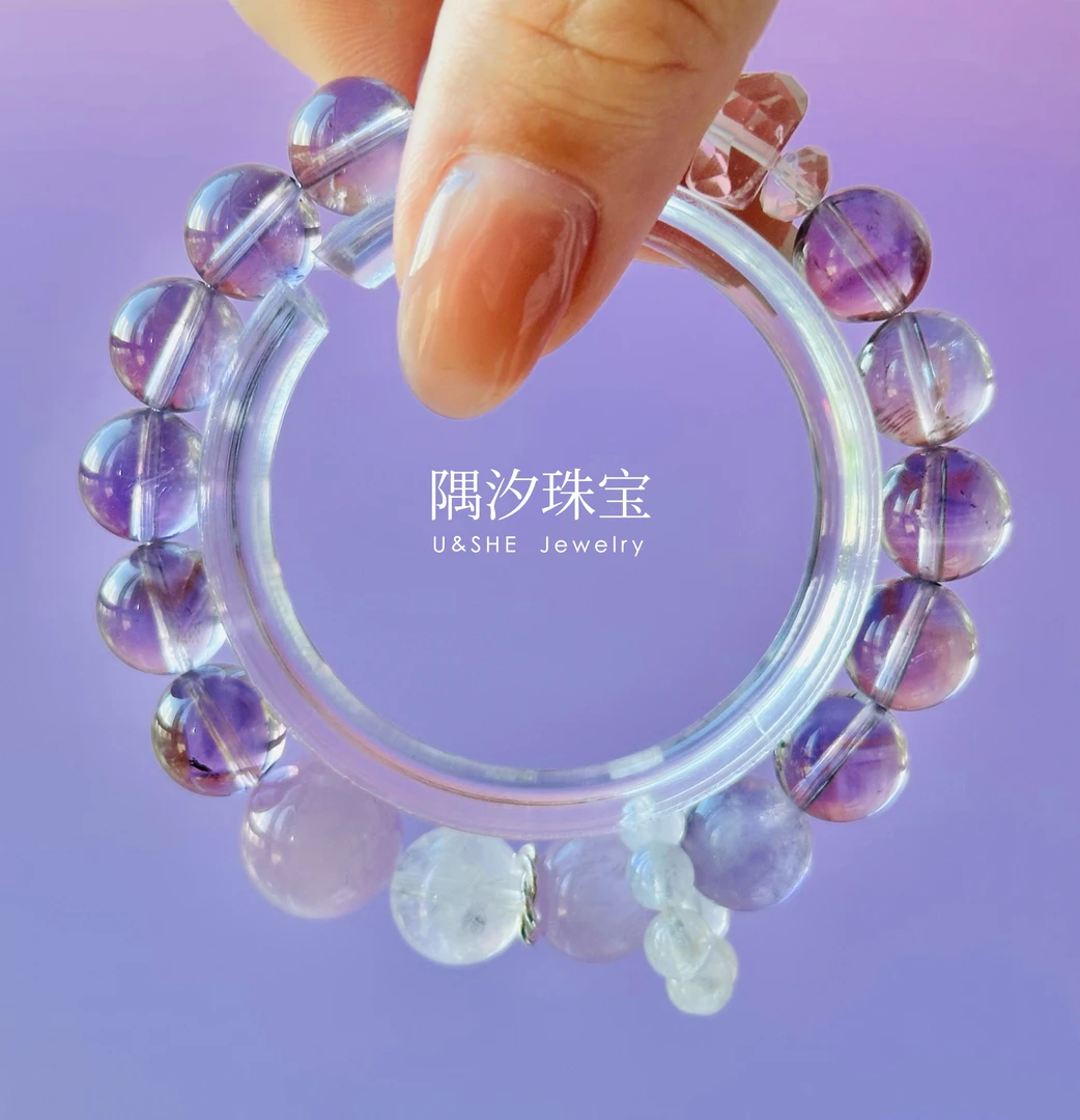 天然紫水晶紫锂辉蓝针手串·多样性发一