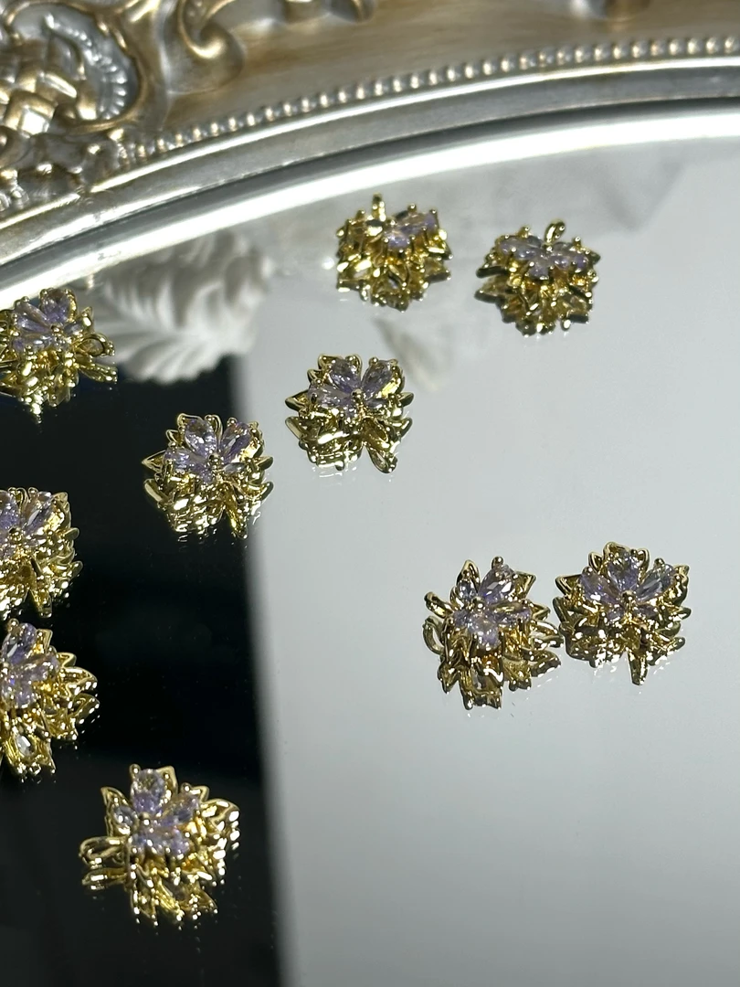 雨宝严选· DIY P410 金紫色枫叶单吊百搭秋冬铜镀真金吊坠DIY