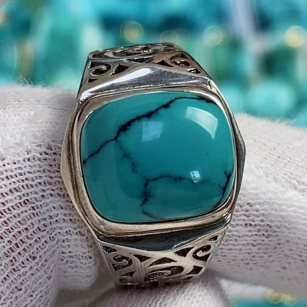 绿松石珠宝奇石银S925镶嵌