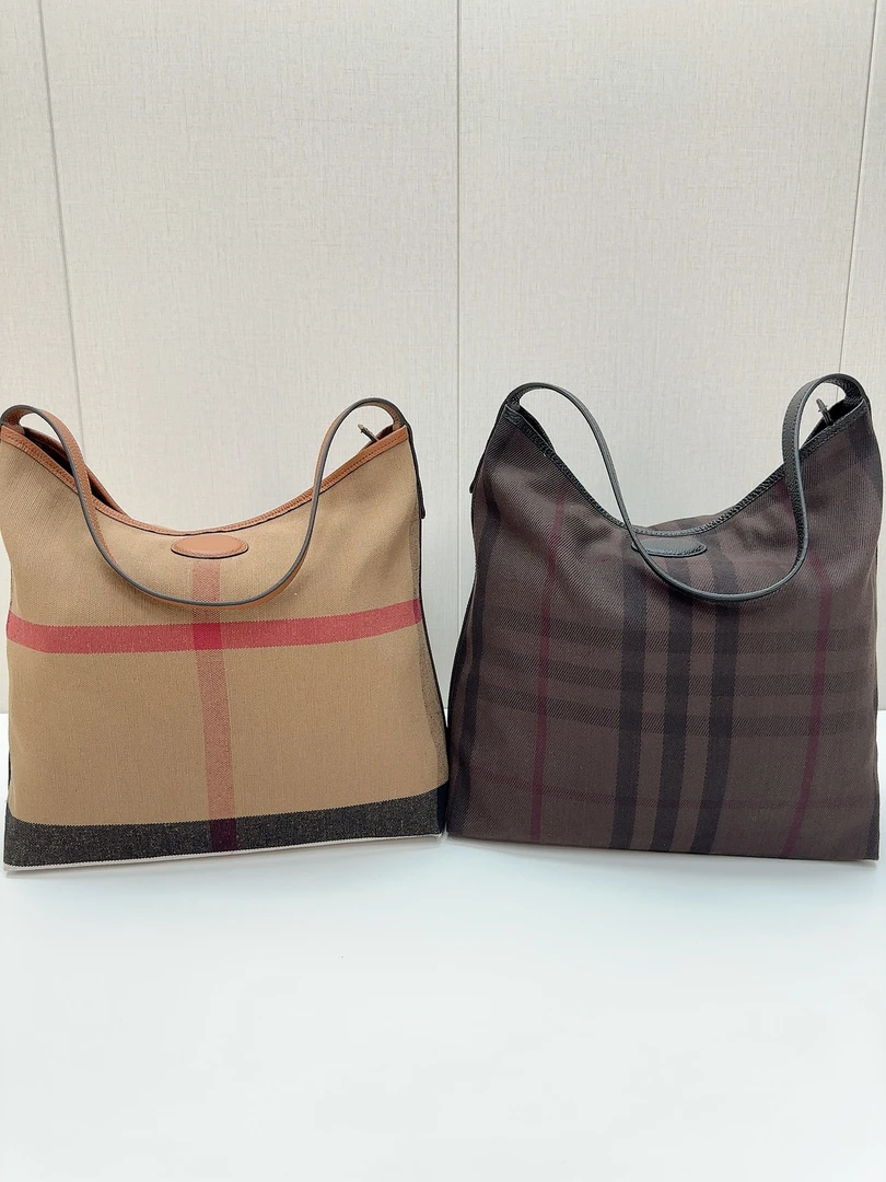 25夏季新款格纹帆布hobo流浪包大容量黄麻单手提头松弛包包腋下包