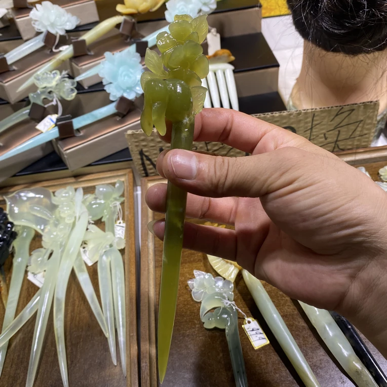 岫玉发簪、头饰、汉服发饰、简约玉簪、日常百搭、古风玉簪、精致发簪