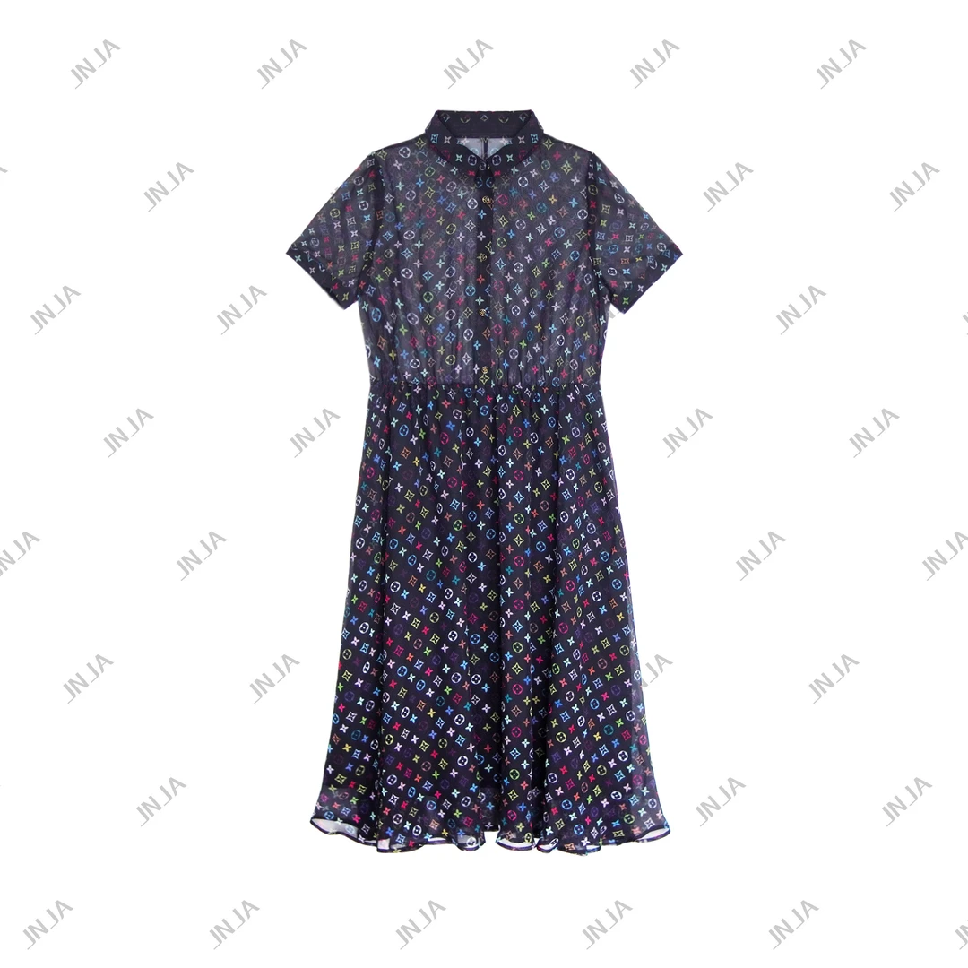 【CHGE】2025春夏新款时尚黑三彩显瘦连衣裙女夏季-9152