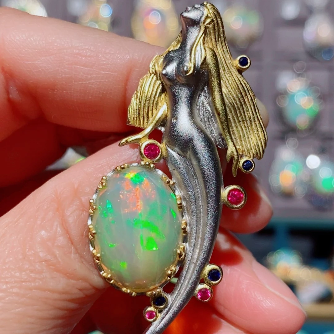 欧泊欧泊胸针吊坠两用款银S925镶嵌