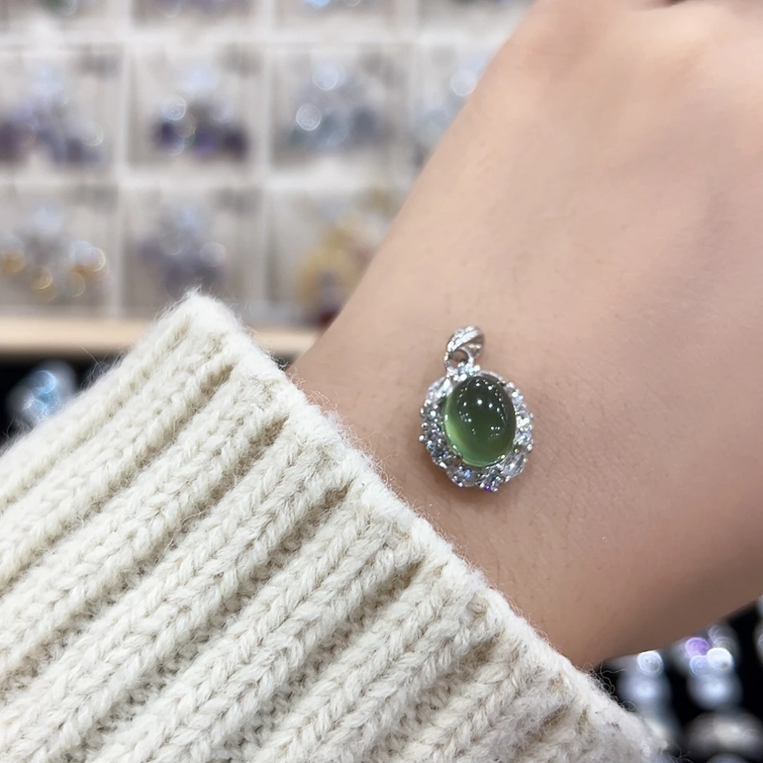 H****岫玉银S925镶嵌吊坠