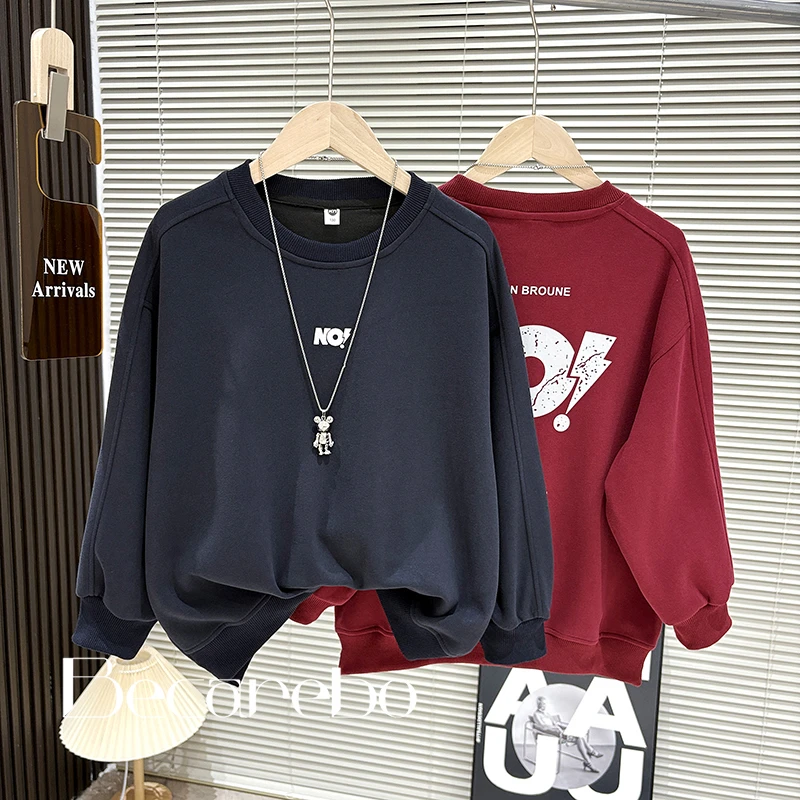 【淏妈原创】青少年童装男童秋装大童休闲上衣宽松卫衣长袖打底衫t