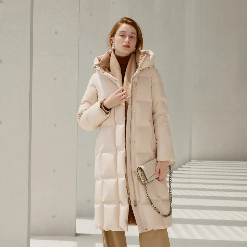 2024冬季90绒90鹅绒加厚时尚休闲高奢系列长款宽松连帽90绒服外套