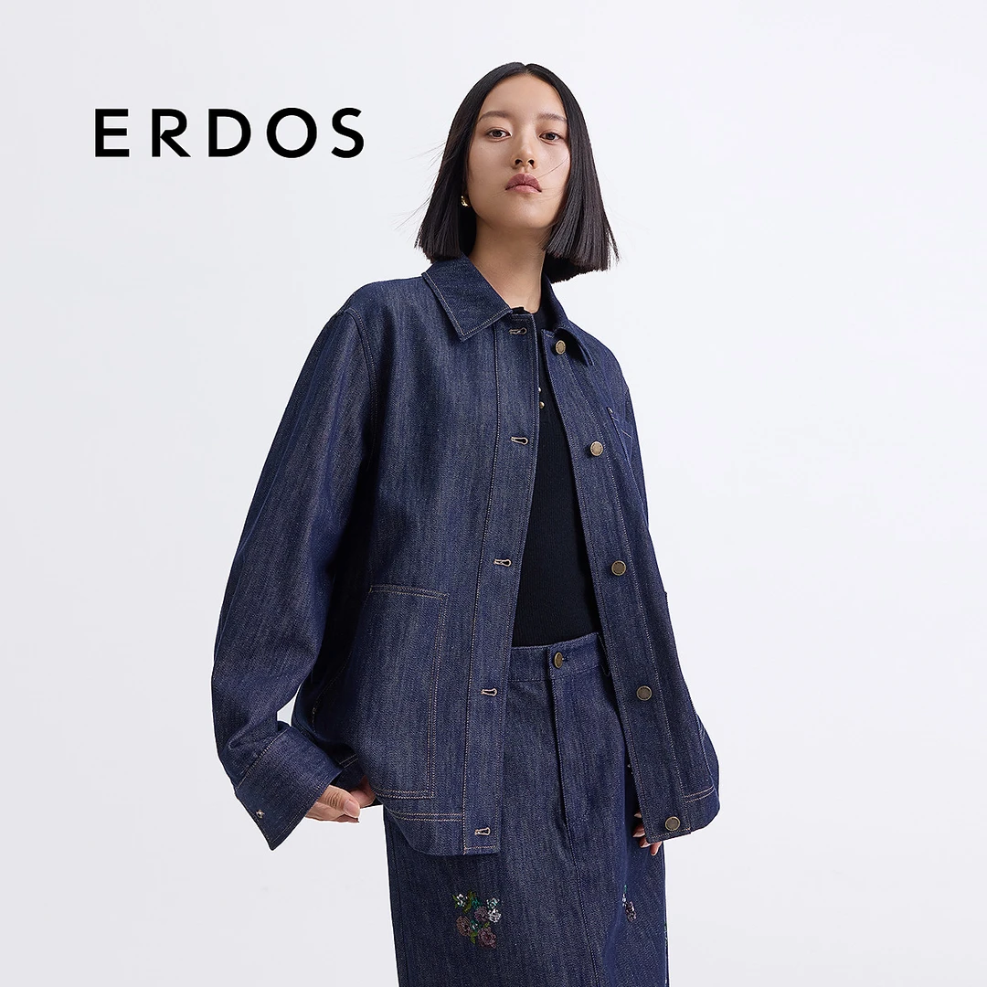 【商场同款新品】 ERDOS 汉麻牛仔休闲复古工装风夹克版外套