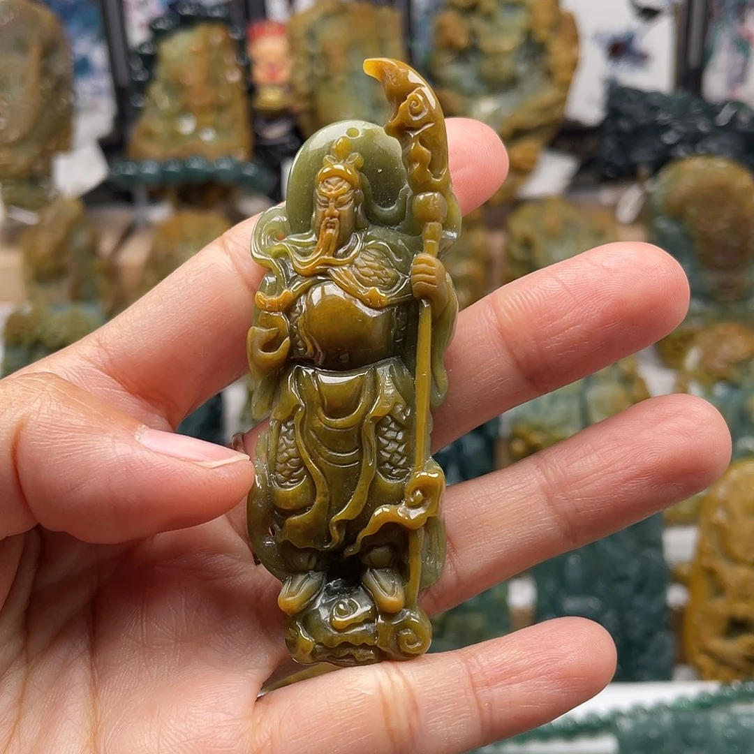 翡翠未镶嵌颈饰天然翡翠a货关公