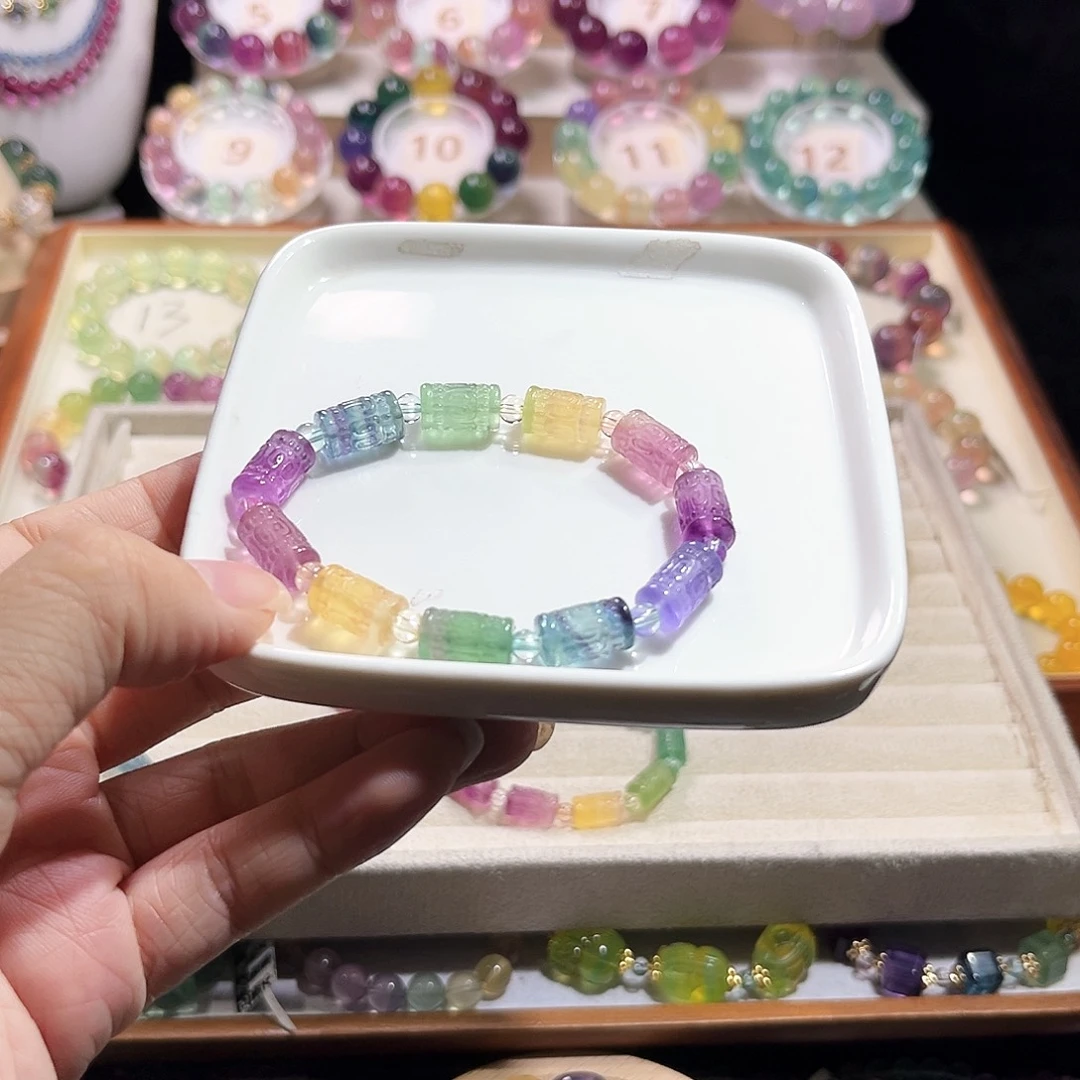 元****萤石未镶嵌萤石桶珠