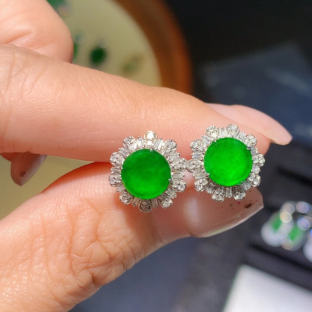 18K金镶嵌翡翠耳饰耳饰