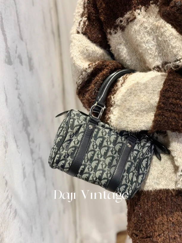 95新 DIOR/迪奥 大吉中古/Dior迪奥老花刺绣mini波士顿手提包