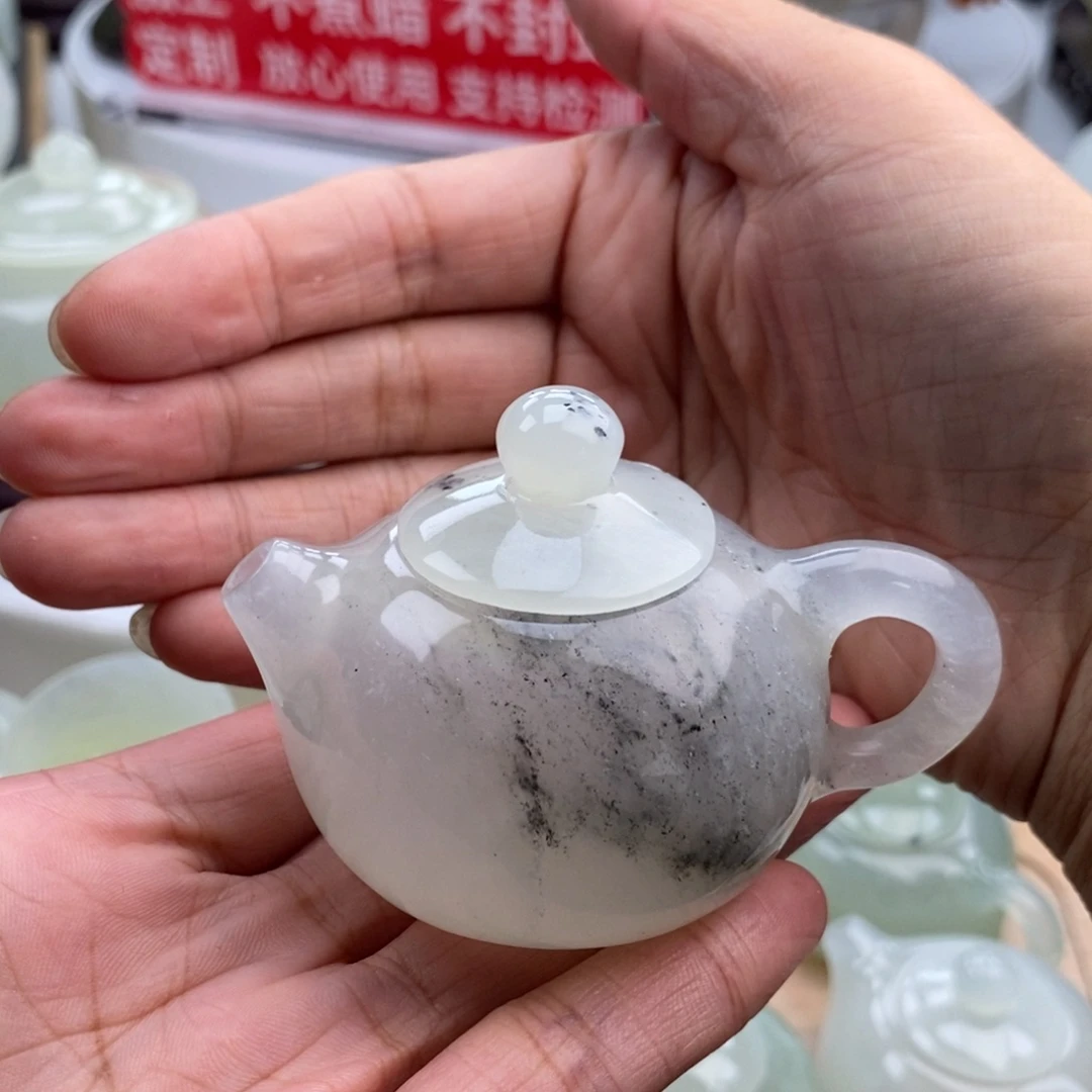 都***贝岫玉未镶嵌四大名玉手把壶