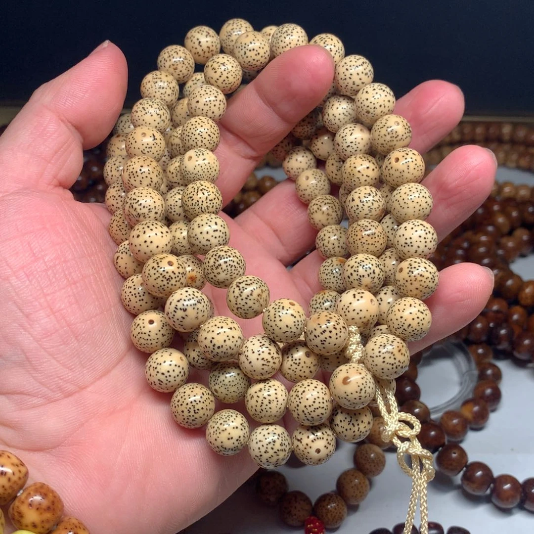 吊坠星月菩提陈化料11正圆珠奶油皮