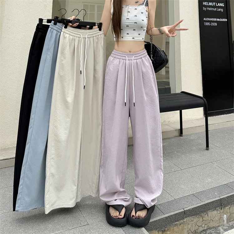夏季高腰弯刀裤女小个子女显瘦休闲运动速干宽松山本阔腿裤5169#