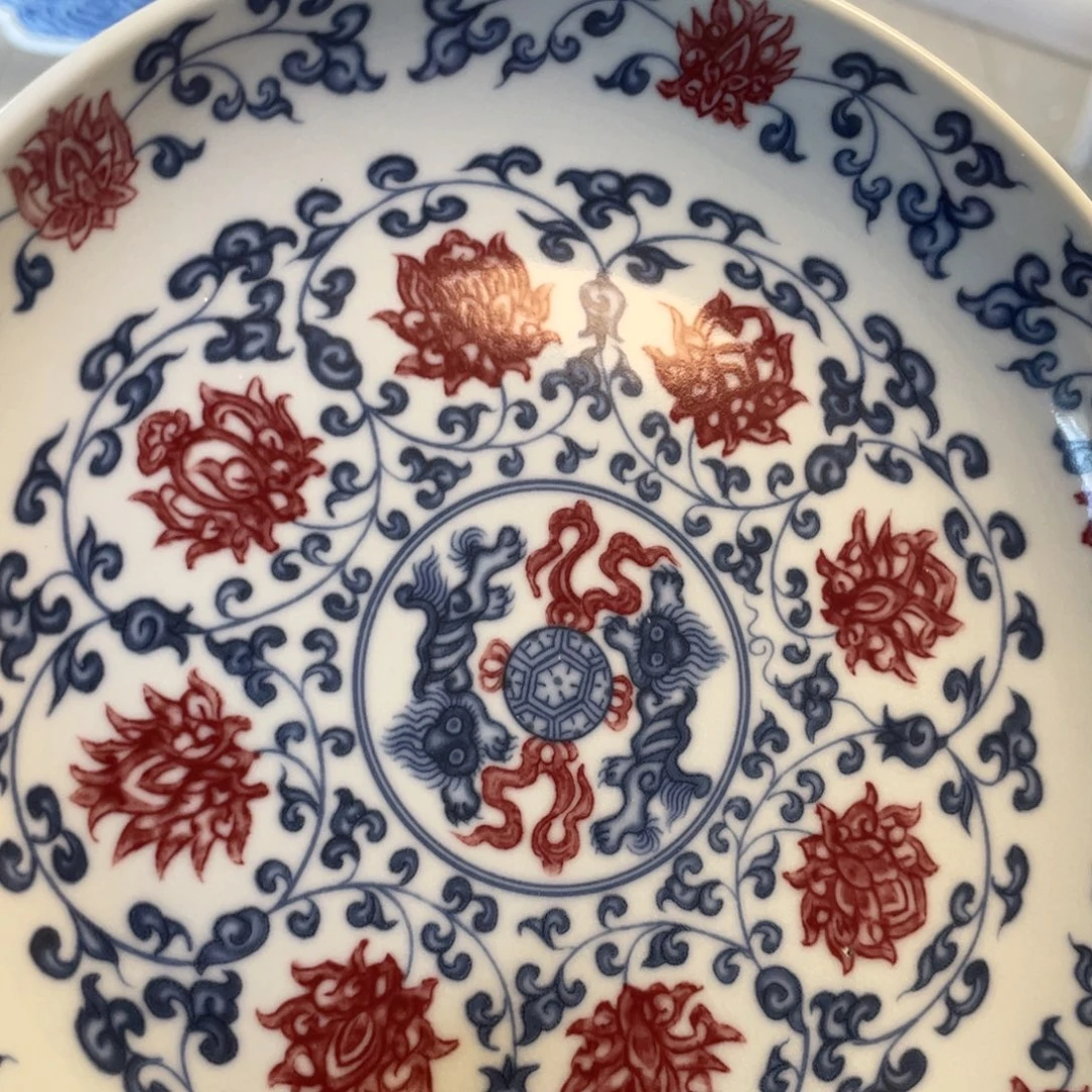 瓷片景德镇釉里红缠枝莲大壶承