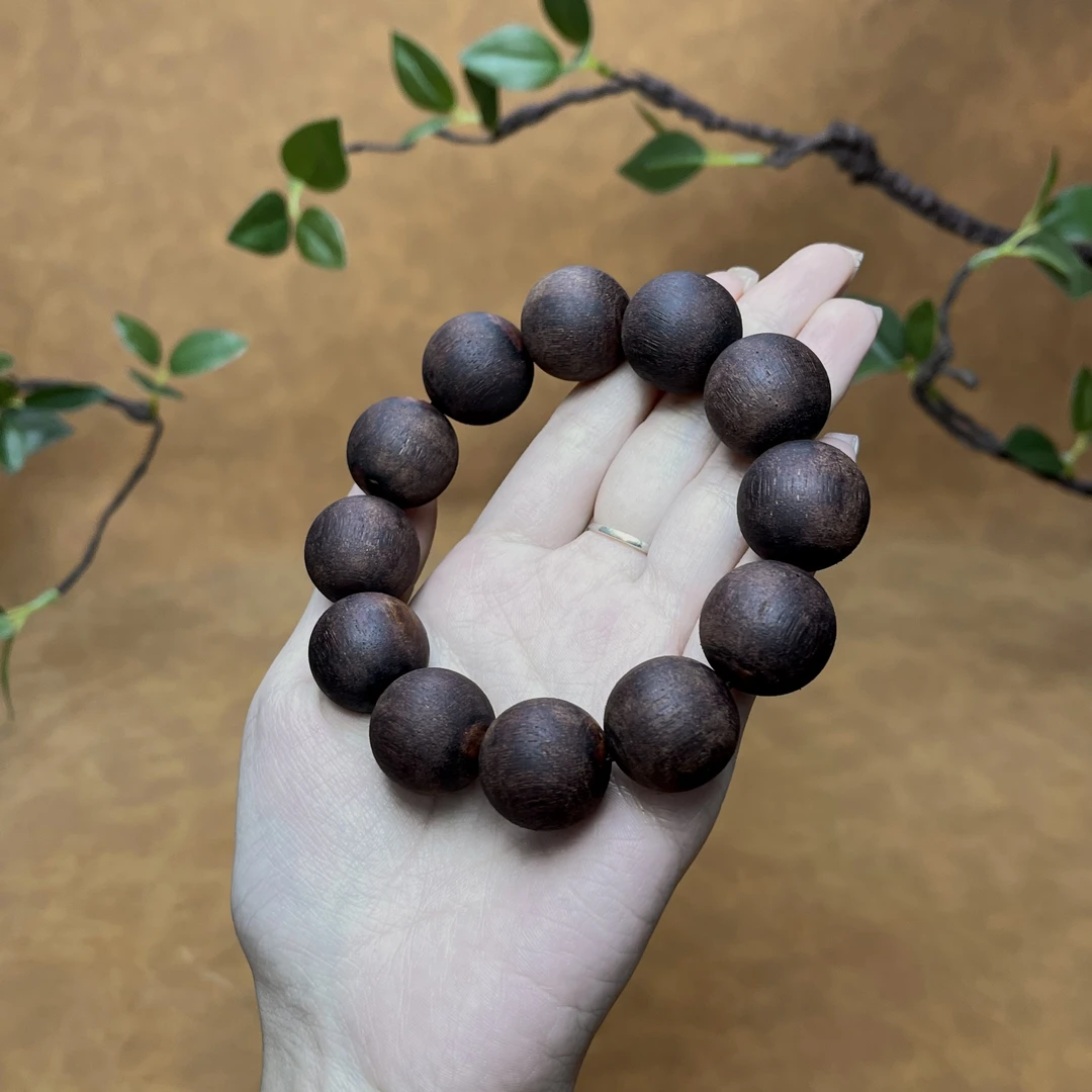 天然小叶降真香手串2.0圆珠奇楠级帝王香莺歌绿老蜜结金丝猫推